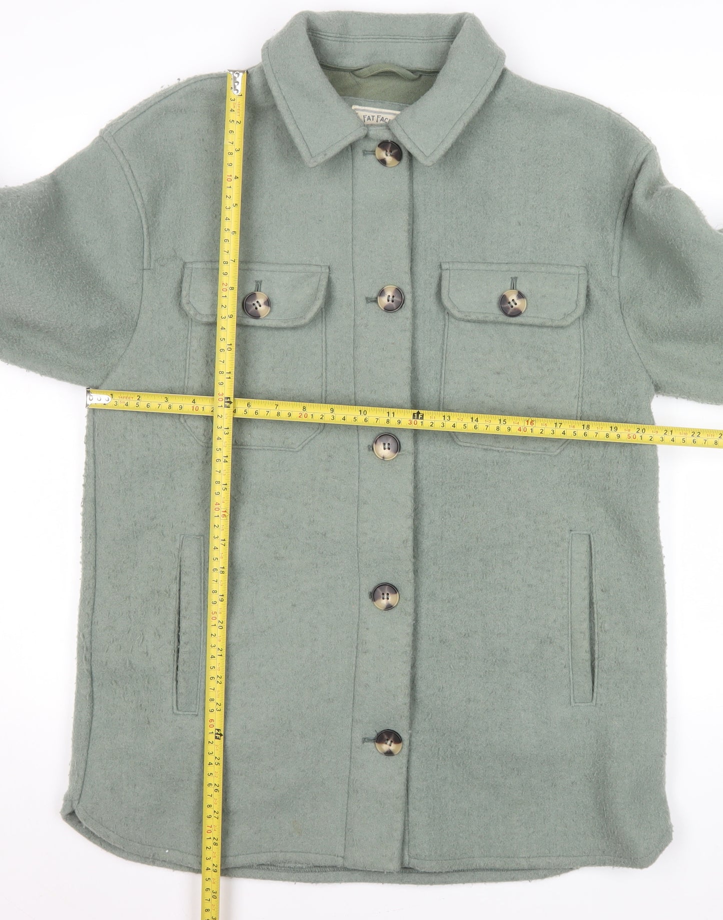 Fat Face Women’s Green Mid-Length Shacket Jacket Size 14 Polyester