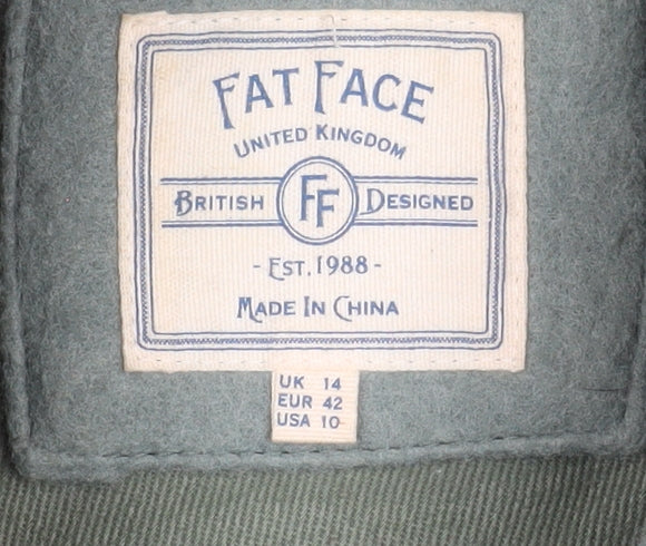 Fat Face Women’s Green Mid-Length Shacket Jacket Size 14 Polyester