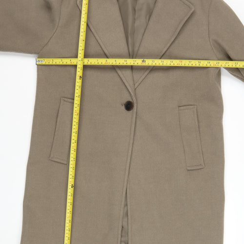 Marks and Spencer Womens Beige Wool Blend Mid-Length Overcoat Size 12