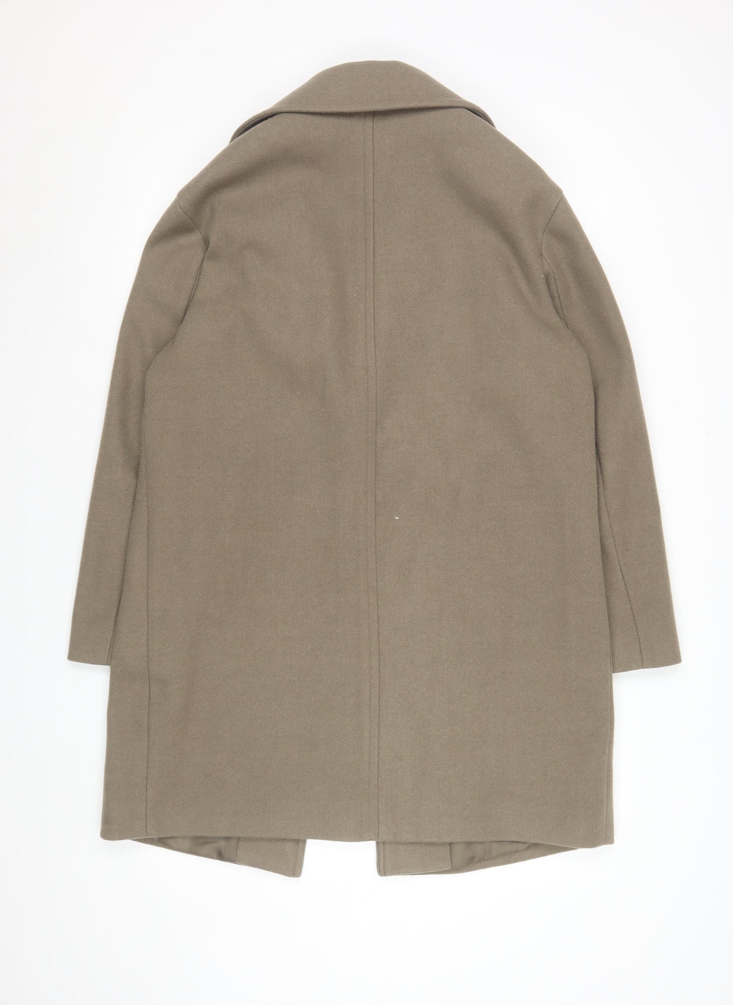 Marks and Spencer Womens Beige Wool Blend Mid-Length Overcoat Size 12