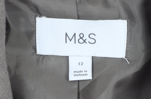 Marks and Spencer Womens Beige Wool Blend Mid-Length Overcoat Size 12