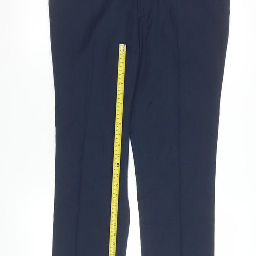FCUK Men’s Blue Slim Fit Dress Trousers 34L Polyester Viscose Formal Pants
