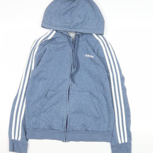 Adidas Womens Blue Hooded Full Zip Basic Jacket Size 12