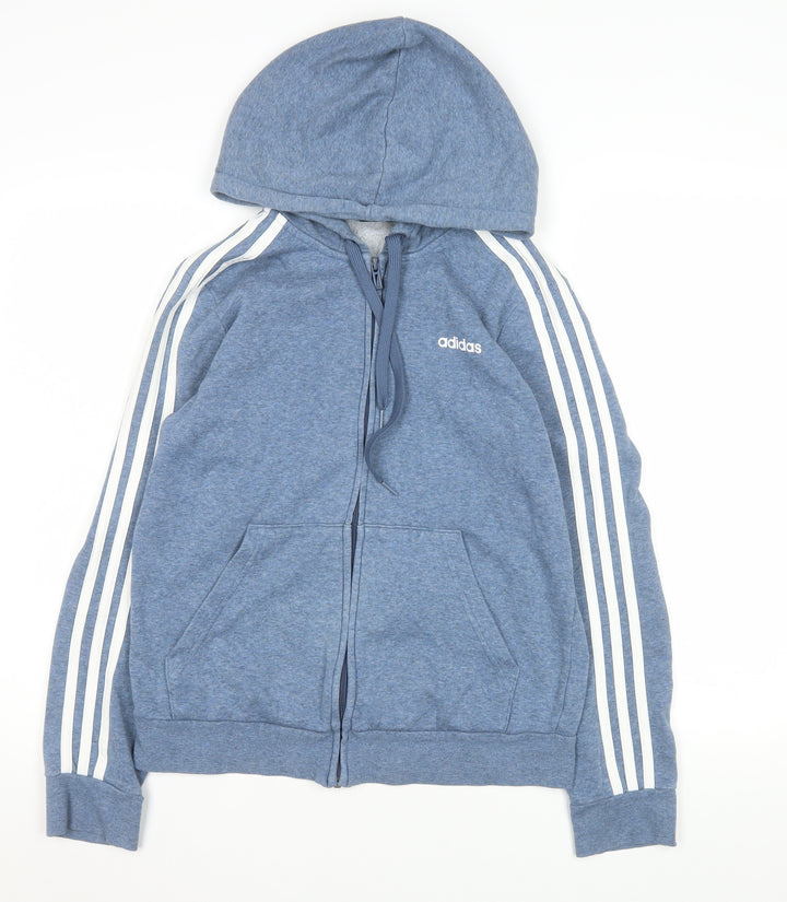 Adidas Womens Blue Hooded Full Zip Basic Jacket Size 12