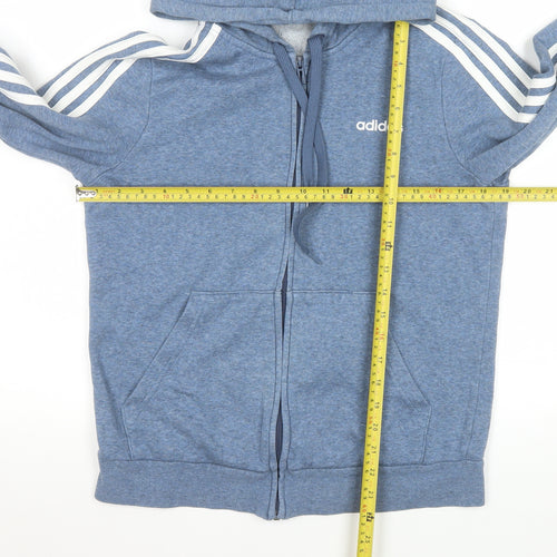 Adidas Womens Blue Hooded Full Zip Basic Jacket Size 12