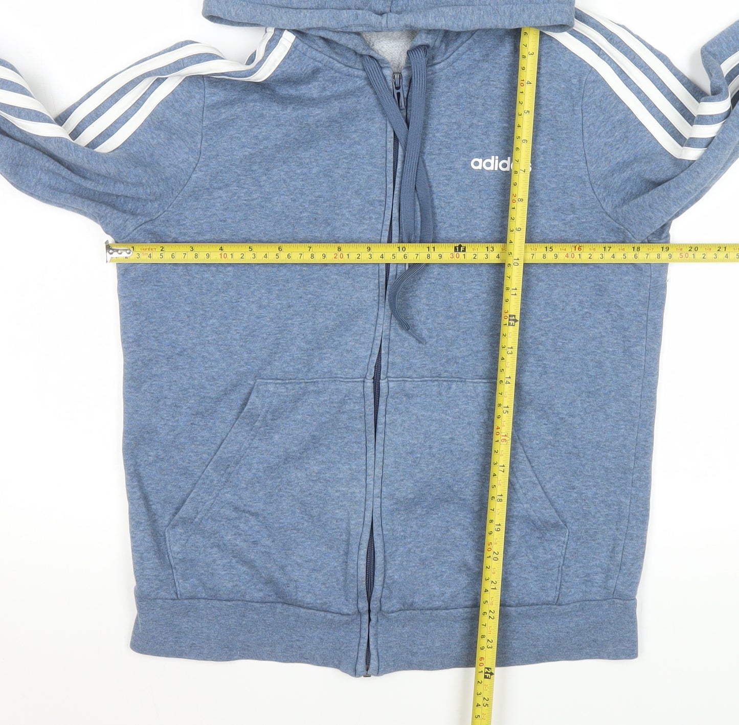 Adidas Womens Blue Hooded Full Zip Basic Jacket Size 12