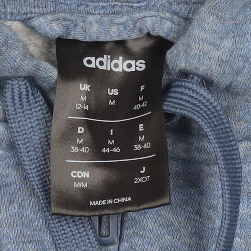 Adidas Womens Blue Hooded Full Zip Basic Jacket Size 12