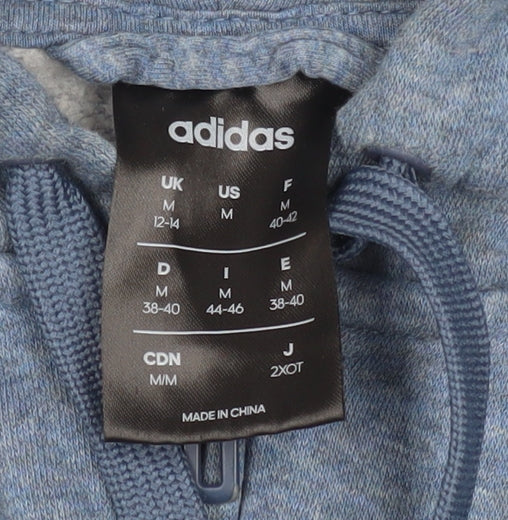 Adidas Womens Blue Hooded Full Zip Basic Jacket Size 12