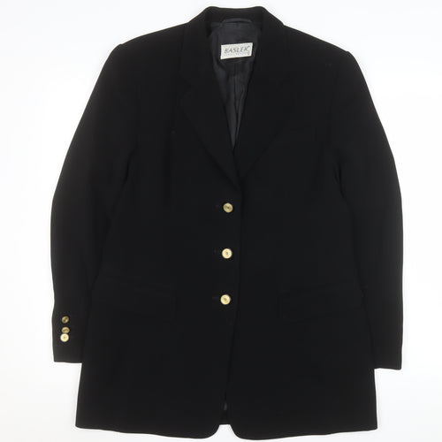 Basler Women's Black Wool Blend Single-Breasted Blazer Size 12