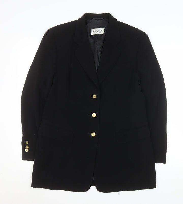 Basler Women's Black Wool Blend Single-Breasted Blazer Size 12