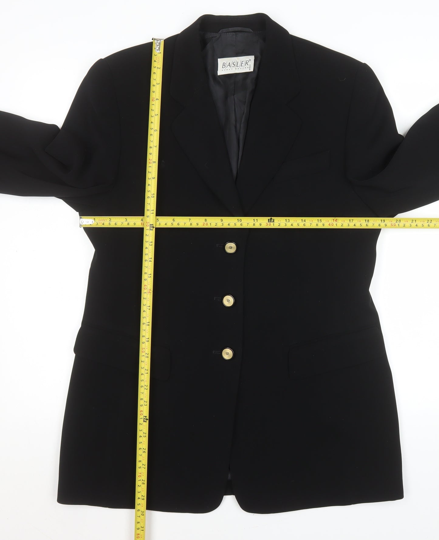 Basler Women's Black Wool Blend Single-Breasted Blazer Size 12