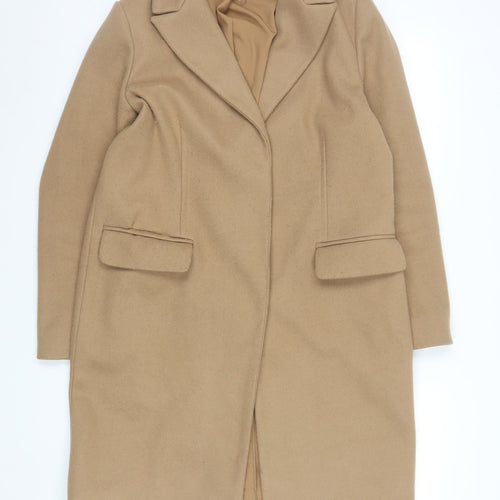 Marks and Spencer Women Beige Long Overcoat Size 12 Classic Style