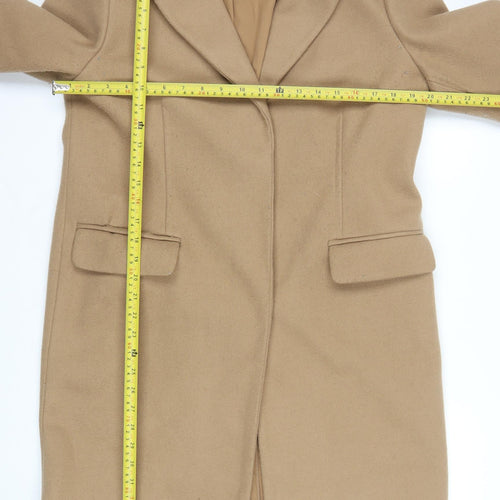 Marks and Spencer Women Beige Long Overcoat Size 12 Classic Style