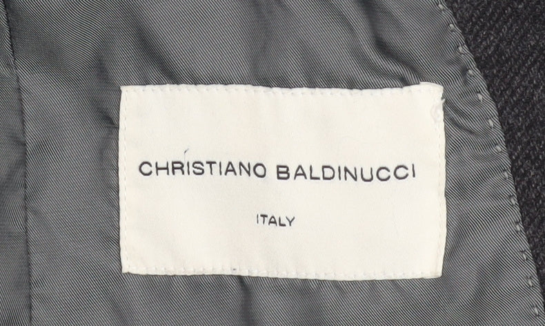 Christiano Baldinucci Men's Grey Wool Overcoat M Classic Formal