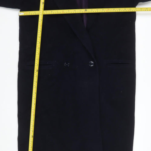 Wallis Women’s Black Wool Cashmere Long Overcoat Size 14