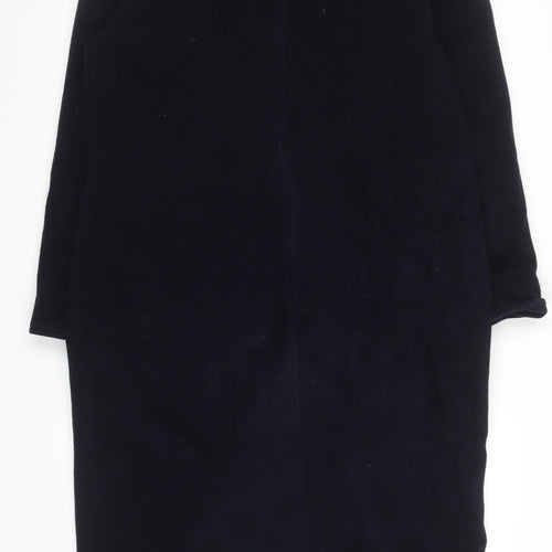 Wallis Women’s Black Wool Cashmere Long Overcoat Size 14