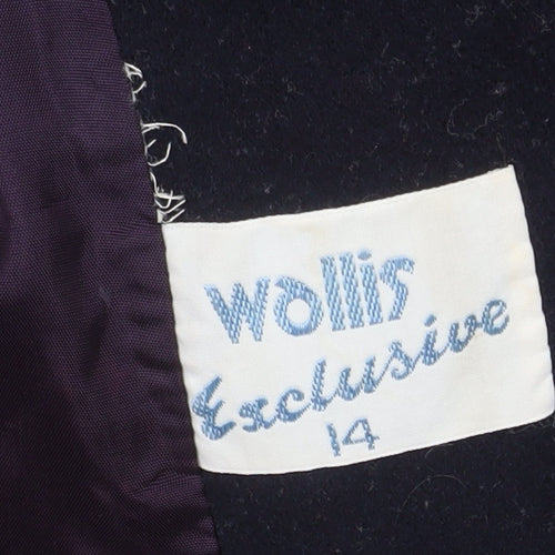 Wallis Women’s Black Wool Cashmere Long Overcoat Size 14