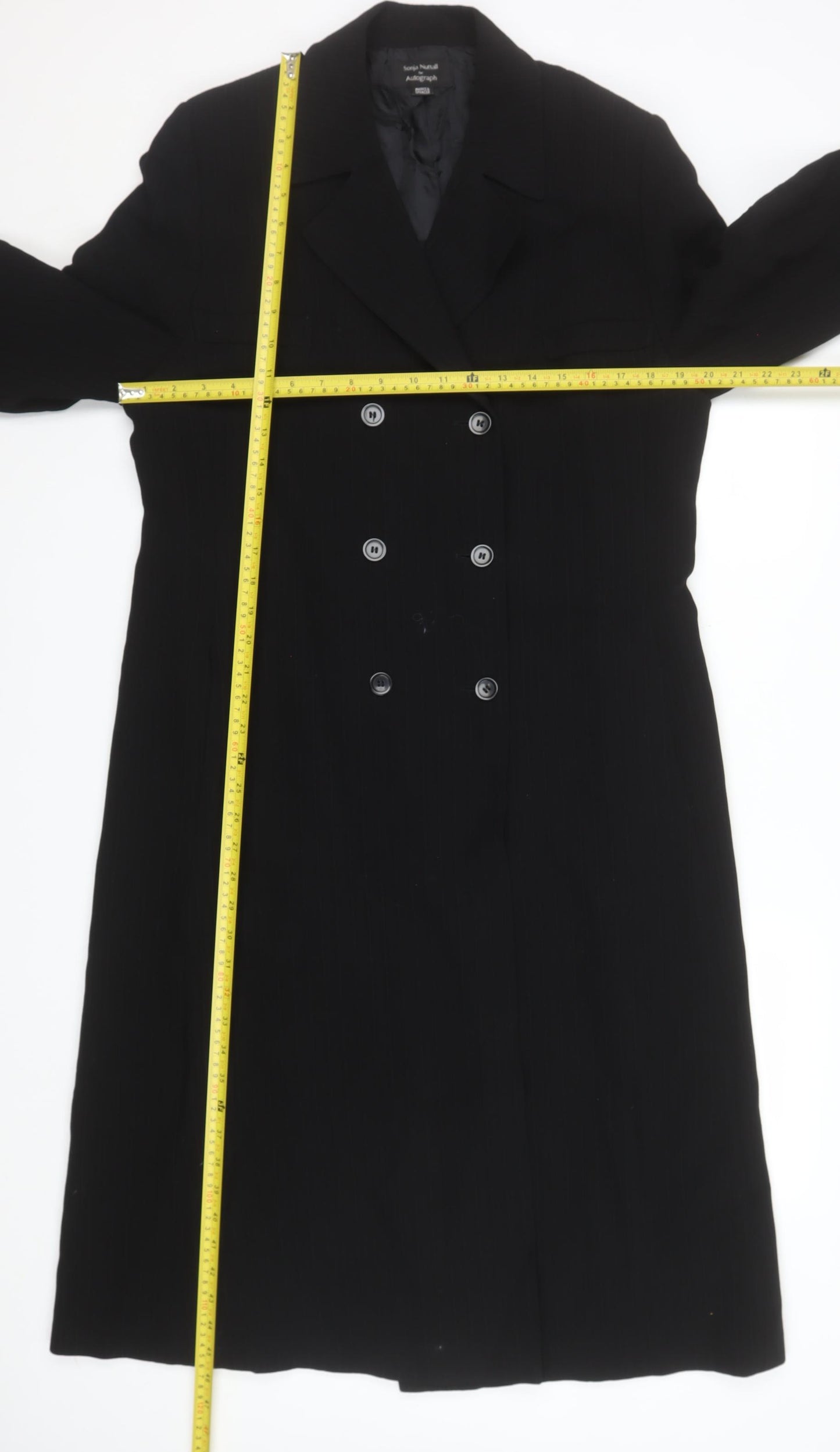 Marks and Spencer Women’s Black Wool Long Overcoat Size 16