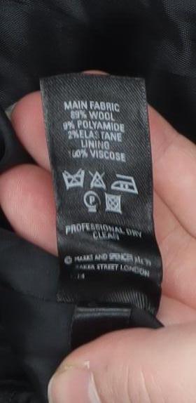 Marks and Spencer Women’s Black Wool Long Overcoat Size 16