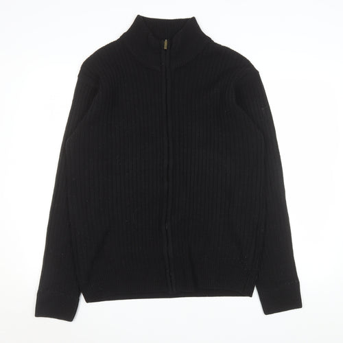Premier Man Black Ribbed Full Zip Knit Men’s Jacket M 40in