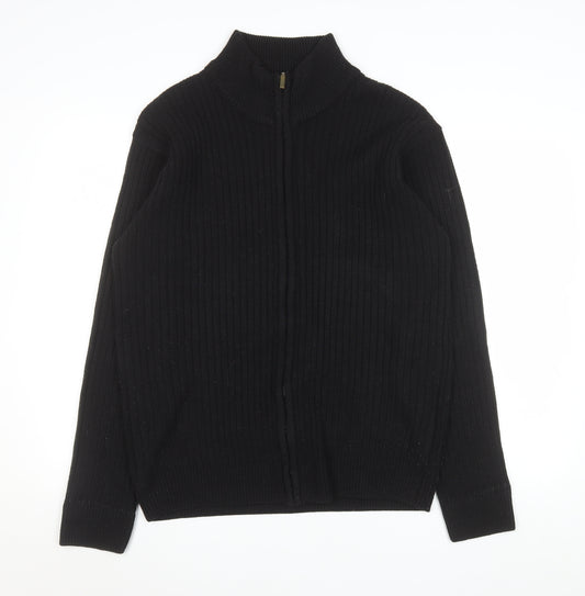 Premier Man Black Ribbed Full Zip Knit Men’s Jacket M 40in