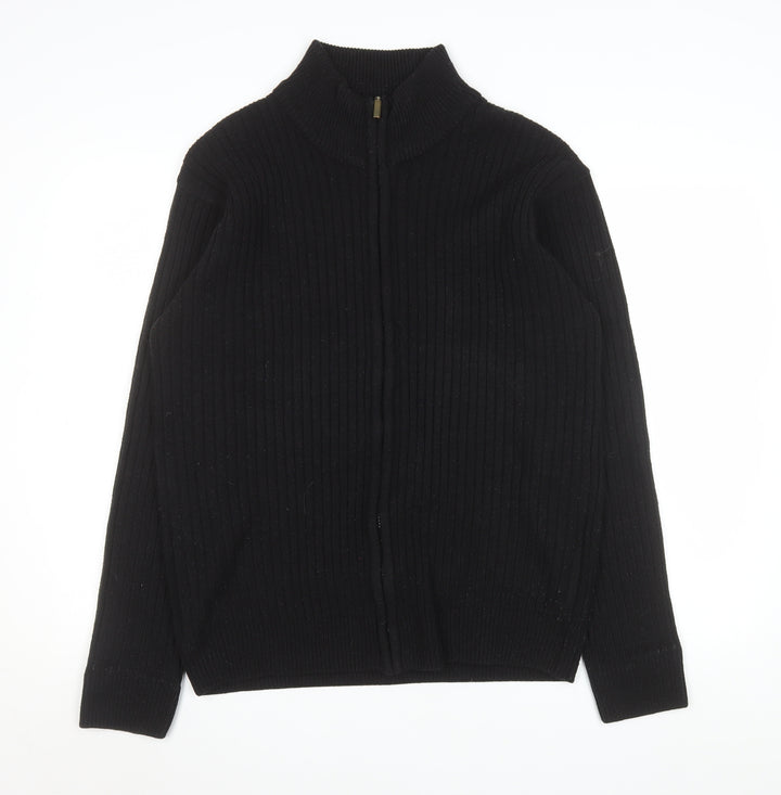 Premier Man Black Ribbed Full Zip Knit Men’s Jacket M 40in