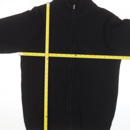 Premier Man Black Ribbed Full Zip Knit Men’s Jacket M 40in