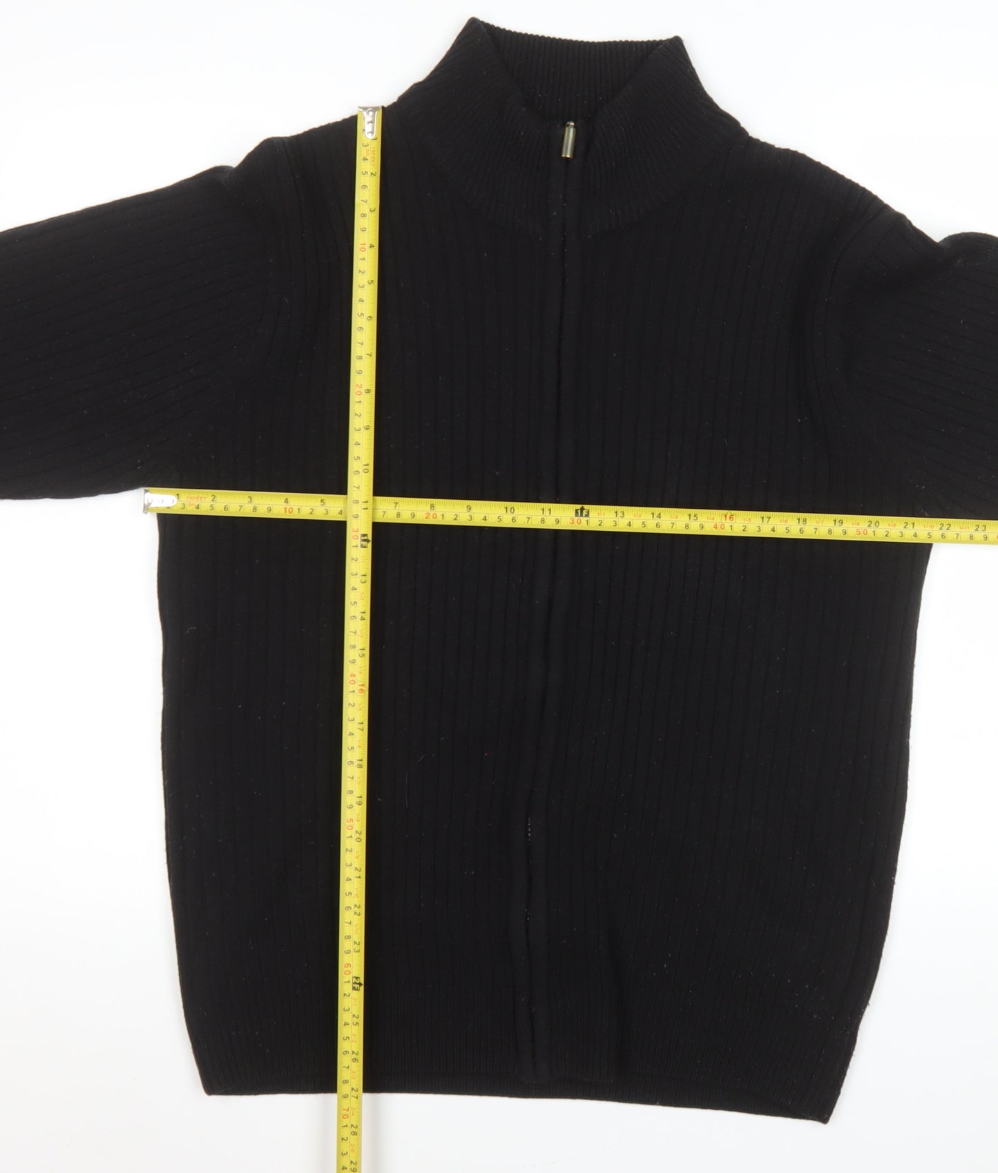 Premier Man Black Ribbed Full Zip Knit Men’s Jacket M 40in