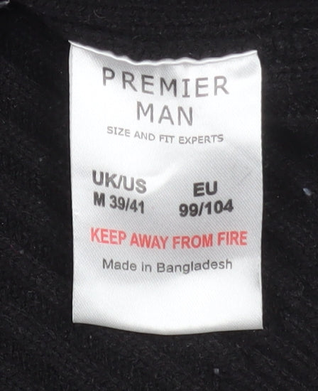 Premier Man Black Ribbed Full Zip Knit Men’s Jacket M 40in