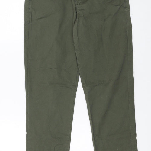 Dunnes Stores Boys Green Chino Trousers 27in Waist Cotton Elastane