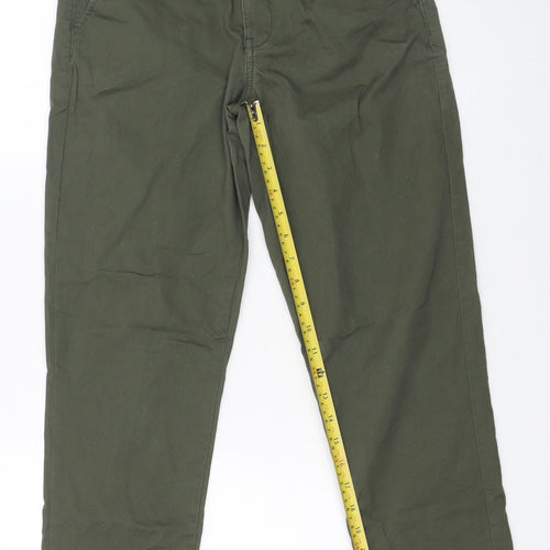 Dunnes Stores Boys Green Chino Trousers 27in Waist Cotton Elastane
