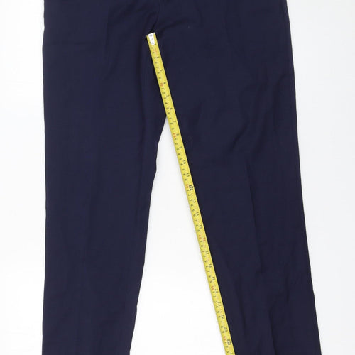 Benetti Men's Blue Tailored Fit Wool Blend Dress Trousers 32R