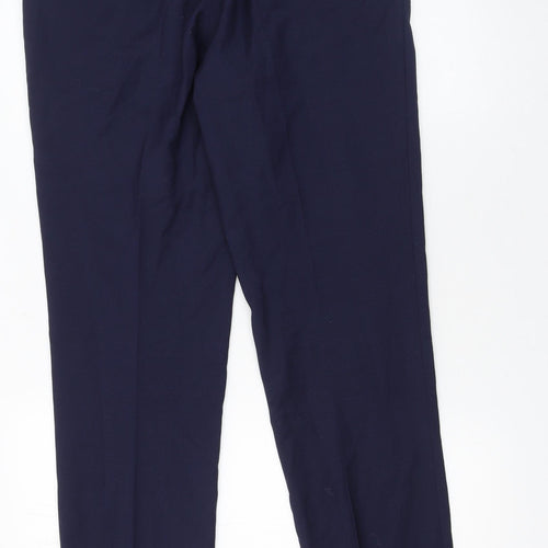 Benetti Men's Blue Tailored Fit Wool Blend Dress Trousers 32R