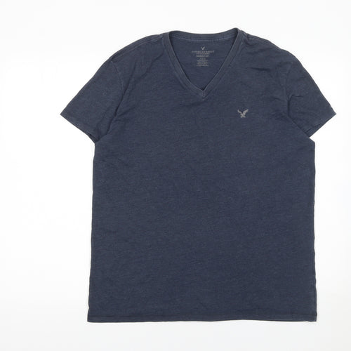 American Eagle Outfitters Men's Blue V-Neck Classic Fit T-Shirt M