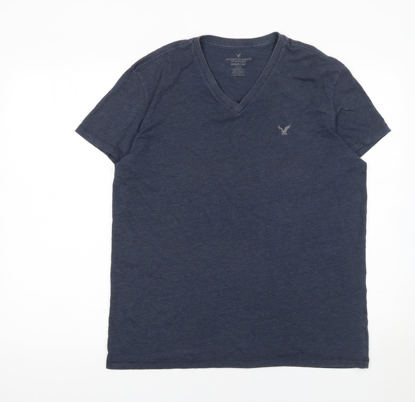 American Eagle Outfitters Men's Blue V-Neck Classic Fit T-Shirt M