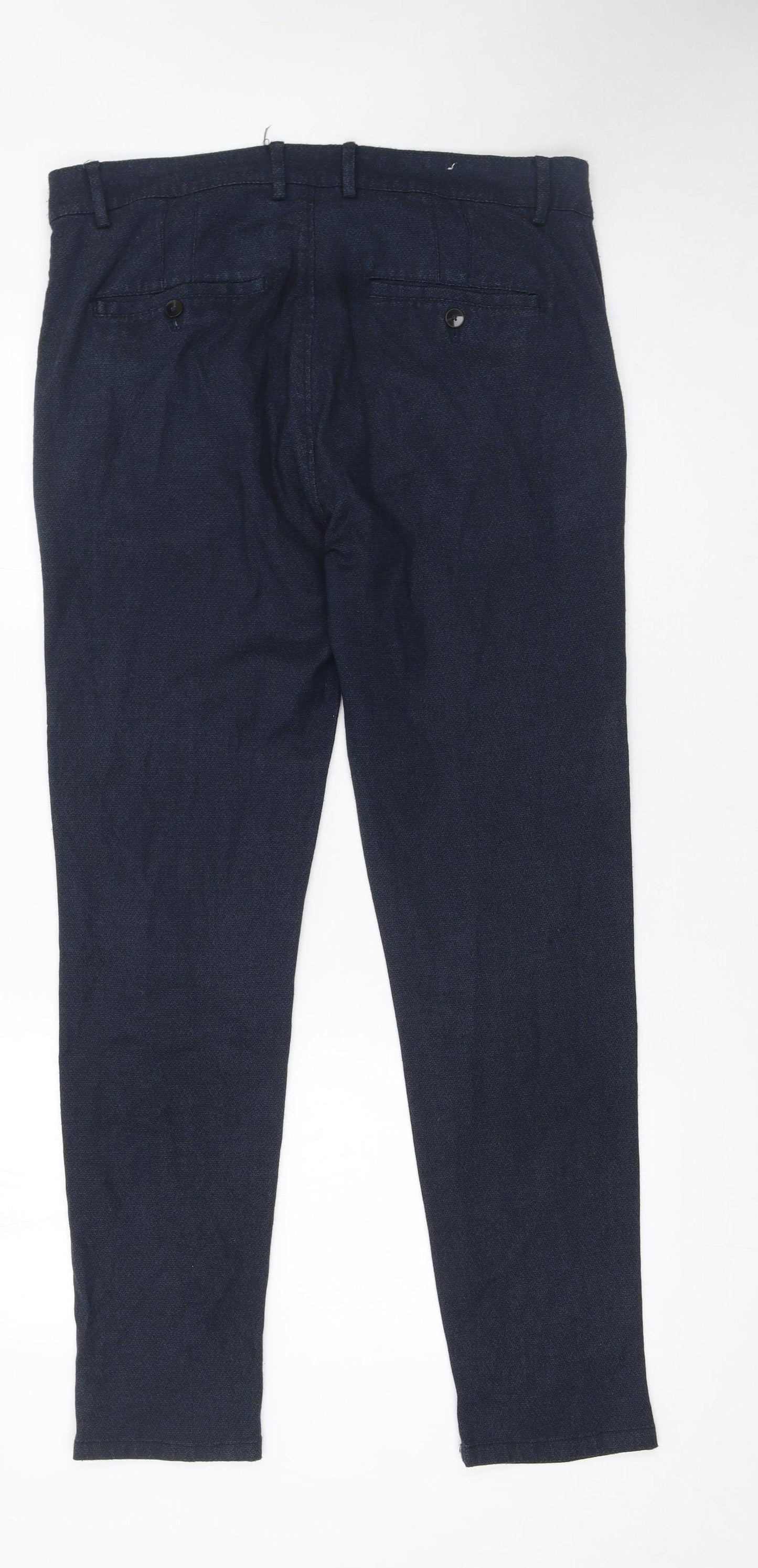 Zara Men's Blue Slim Fit Chino Trousers Size 32