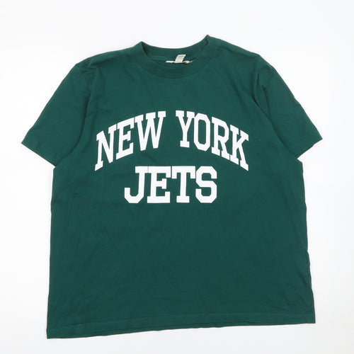 NFL Womens Green New York Jets T-Shirt L Short Sleeve Cotton Sports Top