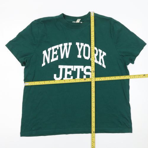 NFL Womens Green New York Jets T-Shirt L Short Sleeve Cotton Sports Top