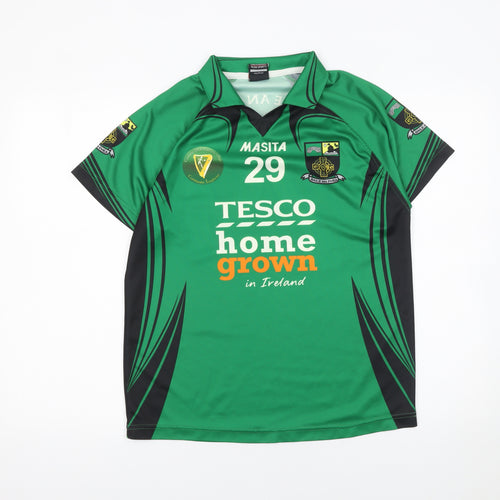 Masita Womens Green Collared Sports Jersey Size 14 Football Top
