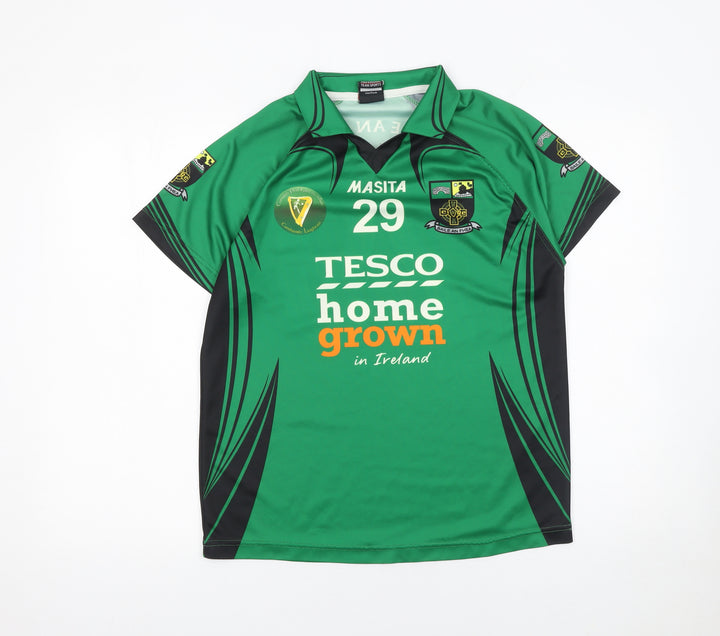 Masita Womens Green Collared Sports Jersey Size 14 Football Top