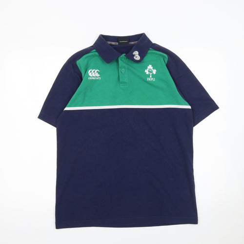 Canterbury Men’s Blue Green Rugby Polo Shirt Size M