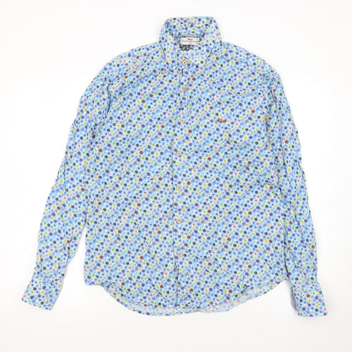 Dario Beltran Men's Blue Floral Slim Fit Long Sleeve Button-Up Shirt L 42in