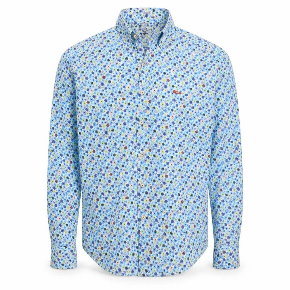 Dario Beltran Men's Blue Floral Slim Fit Long Sleeve Button-Up Shirt L 42in