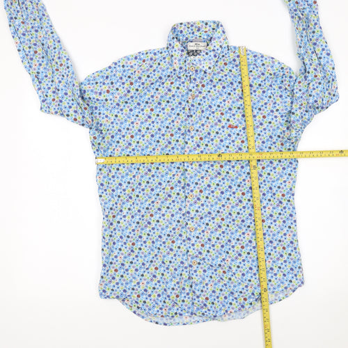 Dario Beltran Men's Blue Floral Slim Fit Long Sleeve Button-Up Shirt L 42in
