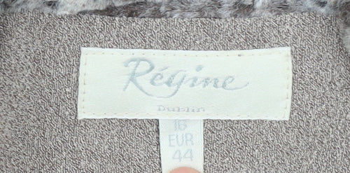 Régine Dublin Women’s Beige Faux Fur Collar Long Overcoat Size 16