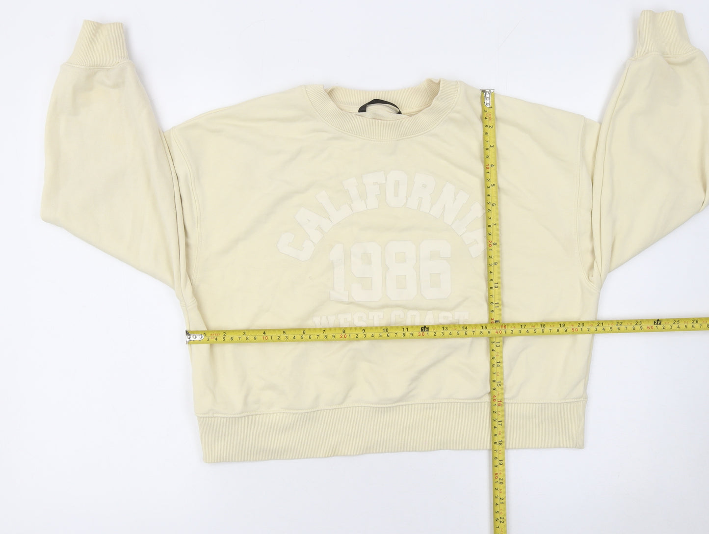 Dunnes Stores Womens Beige Cotton Blend Pullover Sweatshirt S