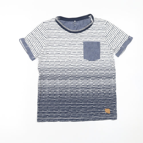 Name It Boys Blue White Striped T-Shirt Short Sleeve Cotton 9-10 Years