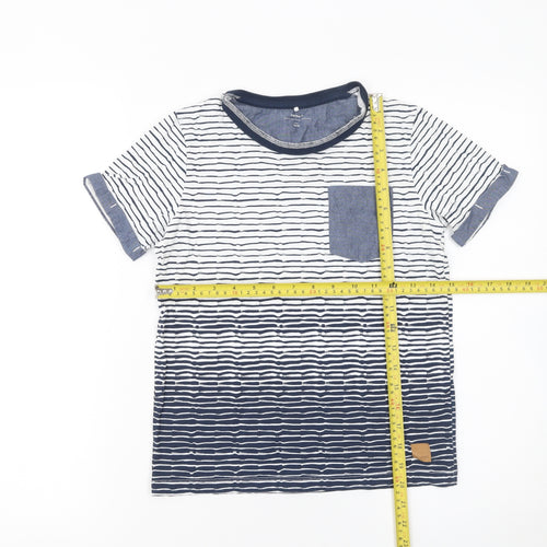 Name It Boys Blue White Striped T-Shirt Short Sleeve Cotton 9-10 Years
