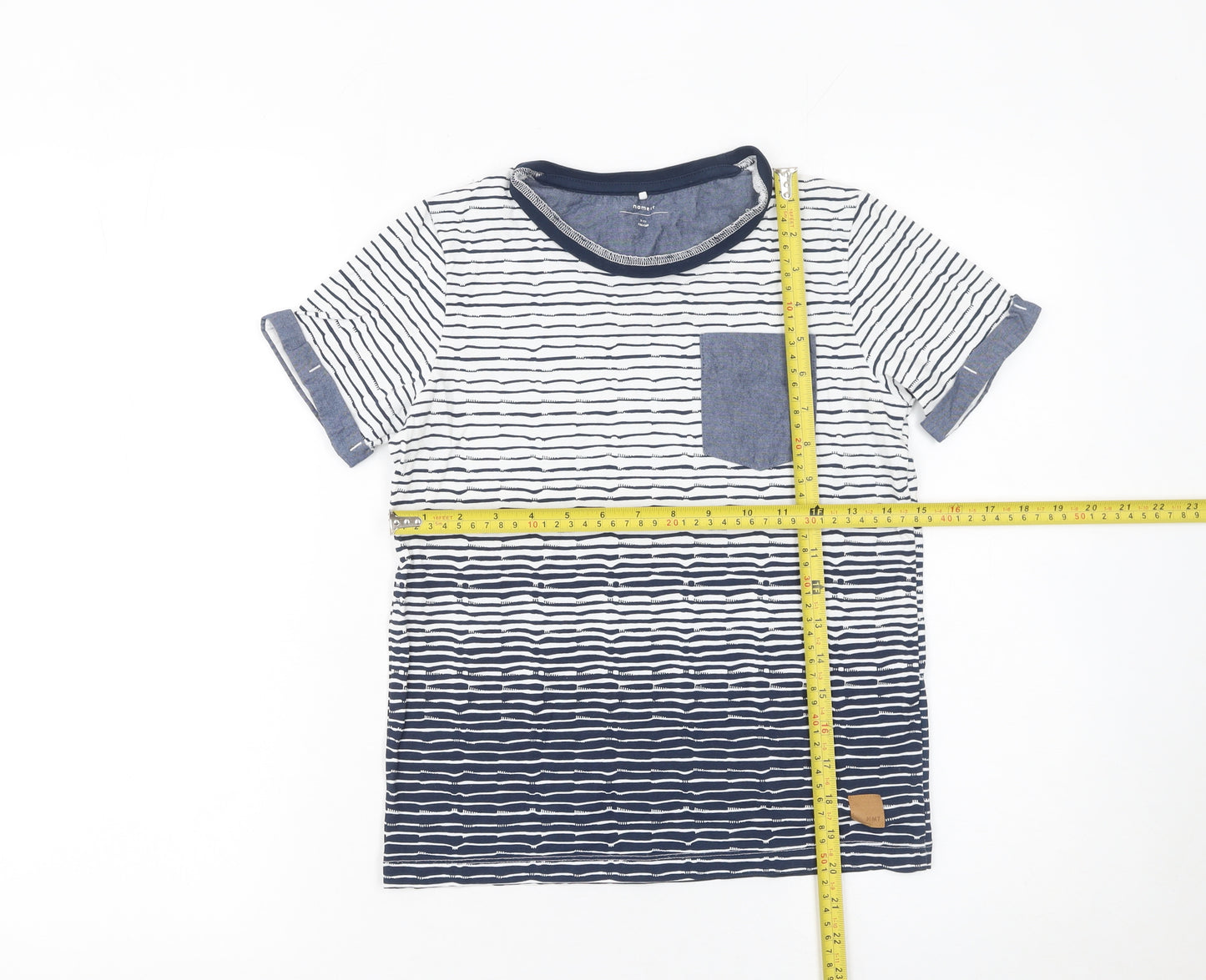 Name It Boys Blue White Striped T-Shirt Short Sleeve Cotton 9-10 Years