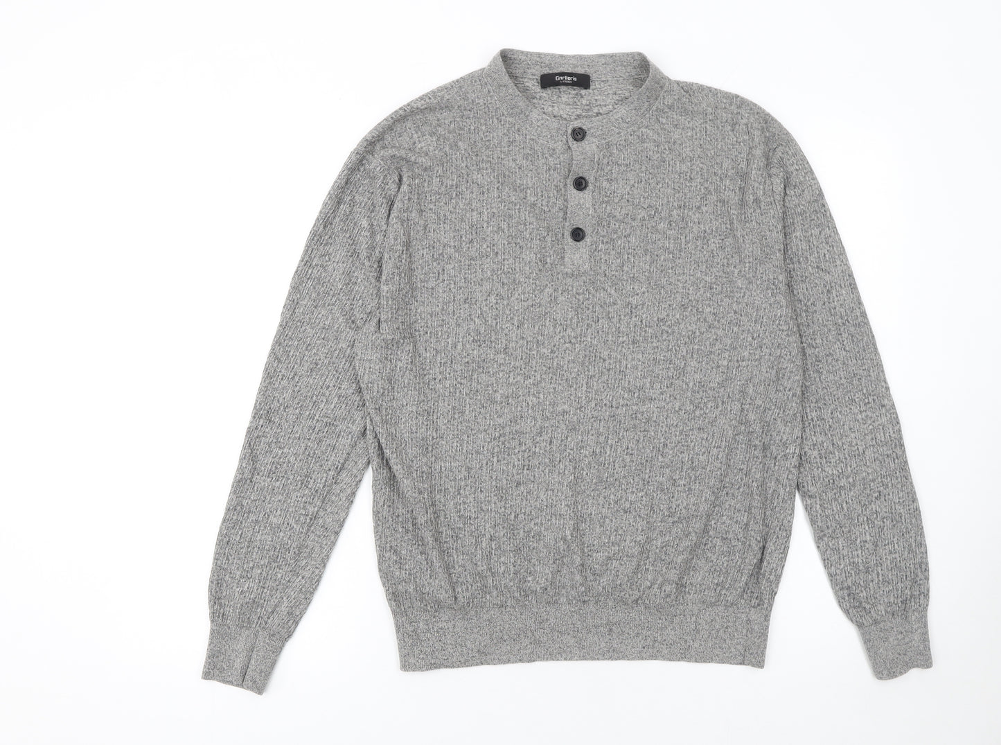 Einrlloris Boys Grey Henley Knit Jumper L Long Sleeve Winter Classic